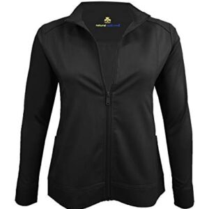 Natural Uniforms Women's Ultra Soft Stretch Zip Up Scrub Jacket (Black, 2X-Large)