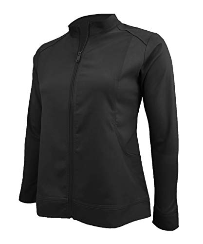 Natural Uniforms Women's Ultra Soft Stretch Zip Up Scrub Jacket (Black, 2X-Large)