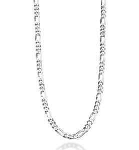 miabella 925 sterling silver italian 5mm diamond-cut figaro link chain necklace for women men, made in italy (22 inches)