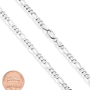 Miabella 925 Sterling Silver Italian 5mm Diamond-Cut Figaro Link Chain Necklace for Women Men, Made in Italy (22 Inches)