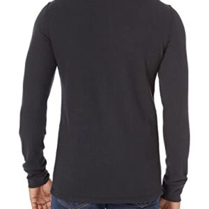 Amazon Essentials Men's Slim-Fit Long-Sleeve Waffle Henley Shirt, Black, Large