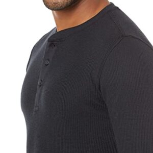 Amazon Essentials Men's Slim-Fit Long-Sleeve Waffle Henley Shirt, Black, Large