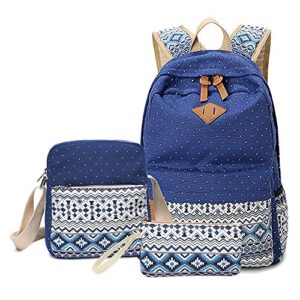 sugaroom backpack for girls, school backpack canvas dot backpack bookbags teen girls backpacks set
