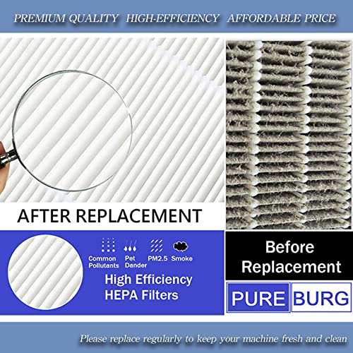 PUREBURG Replacement True HEPA Filter Kit Compatible with Honeywell 24000 50250-S, H13 Activated carbon Pre-Filter Air Clean Dust VOCs