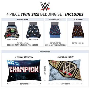 Franco WWE Armageddon Kids Bedding Comforter and Sheet Set, 4 Piece Twin Size