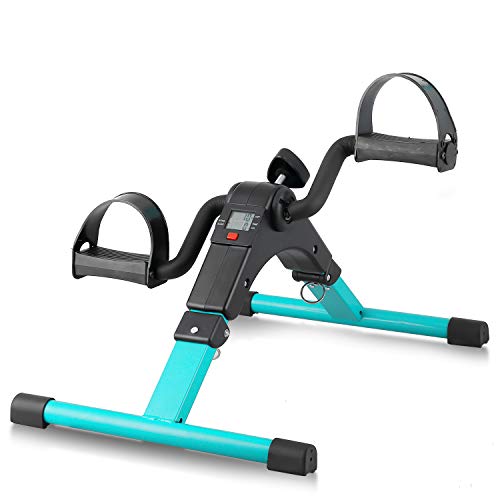 Folding Pedal Exerciser, Mini Exercise Bike Under Desk Bike Foot Pedal Exerciser, Foot Hand Cycle Portable Peddler Machine Bicycle Exerciser Arm Leg Exerciser While Sitting