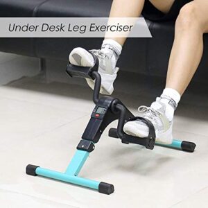 Folding Pedal Exerciser, Mini Exercise Bike Under Desk Bike Foot Pedal Exerciser, Foot Hand Cycle Portable Peddler Machine Bicycle Exerciser Arm Leg Exerciser While Sitting