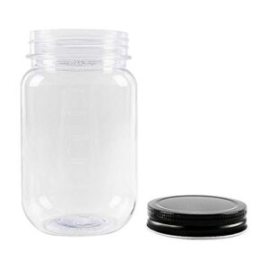 novelinks 16 Ounce Clear Plastic Jars with Black Lids - Refillable Round Clear Containers Clear Jars Storage Containers for Kitchen & Household Storage - BPA Free (10 Pack)