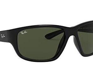 Ray-Ban RB4300 Square Sunglasses, Black/G-15 Green, 63 mm