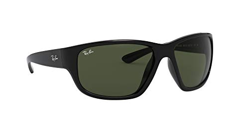 Ray-Ban RB4300 Square Sunglasses, Black/G-15 Green, 63 mm