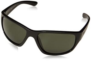 ray-ban rb4300 square sunglasses, black/g-15 green, 63 mm