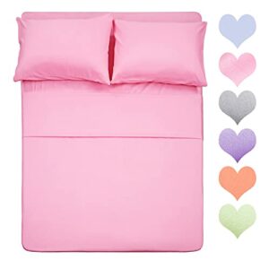 best season 400 thread count cotton queen size sheet set (pink color) 4 piece - 100% long staple cotton sheets set, soft cotton bed sheets sets with deep pocket fit upto 16 inch
