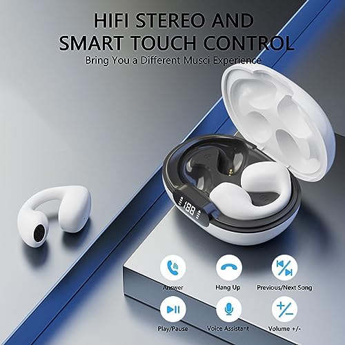 Wireless Earbuds,Wireless Ear Clip Bone Conduction Headphones,Open Sport Bone Earbuds,Bluetooth 5.3 Bone Conduction Head,Running Workout Painless Wearing Earring Earphone,for iPhone Android Samsung