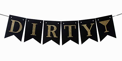 Dulcet Downtown Dirty Thirty Black Cardstock Banner with Gold Letters