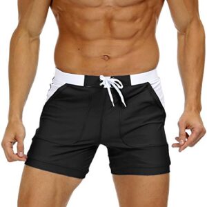 magnivit men's swimming trunks sport brief swim underwear with pocket black