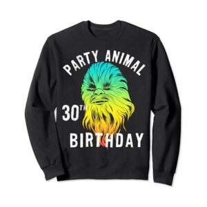 Star Wars Chewie Party Animal 30th Birthday Color Portrait Sweatshirt