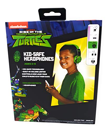 Teenage Mutant Ninja Turtles Kids Safe Over The Ear Headphones HP2-03265| Kids Headphones, Volume Limiter for Developing Ears, 3.5MM Stereo Jack, Recommended for Ages 3-9, by Sakar