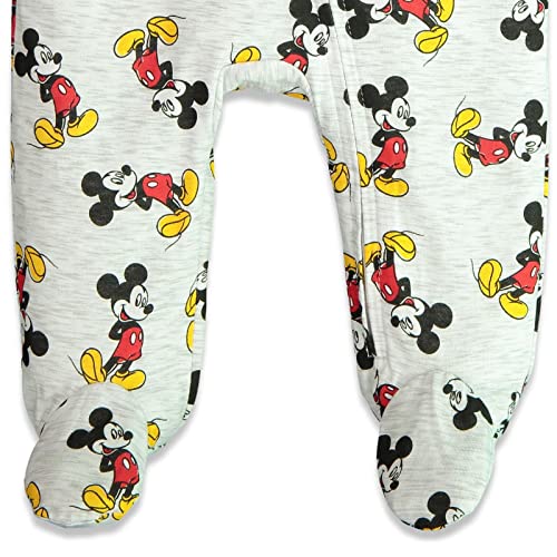 Disney Mickey Mouse Newborn Baby Boys 2 Pack Long Sleeve Sleep N' Play Coveralls White/Grey 0-3 Months