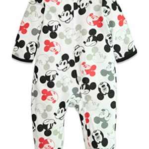 Disney Mickey Mouse Newborn Baby Boys 2 Pack Long Sleeve Sleep N' Play Coveralls White/Grey 0-3 Months