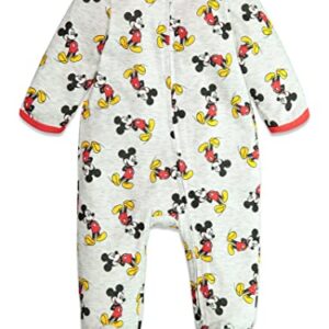 Disney Mickey Mouse Newborn Baby Boys 2 Pack Long Sleeve Sleep N' Play Coveralls White/Grey 0-3 Months