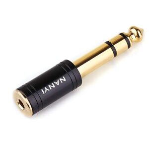 NANYI 1/4'' Male to 1/8'' Female Stereo Headphone Adapter Connect Cable, Upgrade 6.35mm Jack Stereo Socket Male to 3.5mm Jack Stereo Plug Female for Headphone, Amp Adapte, Black 1-Pack