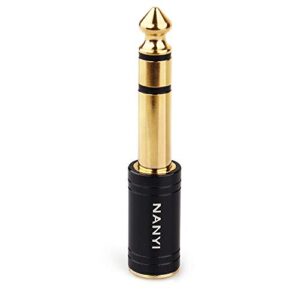 NANYI 1/4'' Male to 1/8'' Female Stereo Headphone Adapter Connect Cable, Upgrade 6.35mm Jack Stereo Socket Male to 3.5mm Jack Stereo Plug Female for Headphone, Amp Adapte, Black 1-Pack