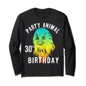 Star Wars Chewie Party Animal 30th Birthday Color Portrait Long Sleeve T-Shirt