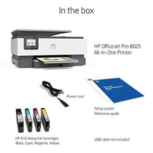 HP OfficeJet Pro 8025 All-in-One Wireless Color Printer, Smart Home Office Productivity, HP Instant Ink, Works with Alexa (1KR57A)