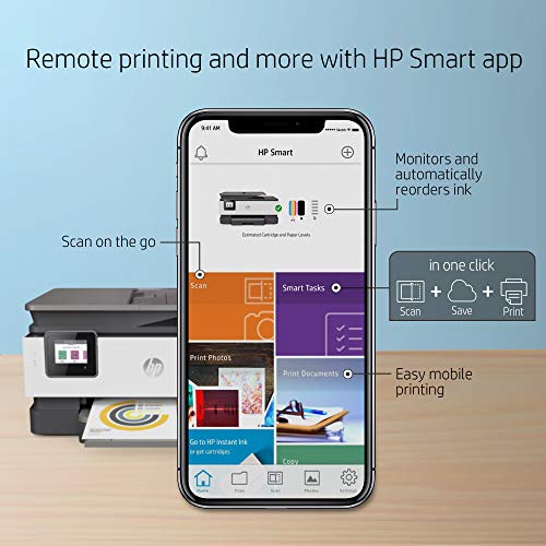 HP OfficeJet Pro 8025 All-in-One Wireless Color Printer, Smart Home Office Productivity, HP Instant Ink, Works with Alexa (1KR57A)