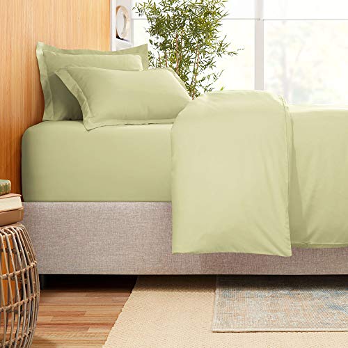 Empyrean Bedding 21” Extra Deep Pocket Fitted Sheet - Smart Blend of Luxury Soft Cool Bamboo and Microfiber - Ultra Soft and Silky - Machine Washable - 1 Piece Cal King Size - Sage Olive Green