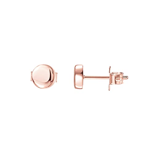 PAVOI 14K Gold Plated 925 Sterling Silver Earrings | Tiny Dot Disc Stud Earrings | Rose Gold Stud Earrings for Women