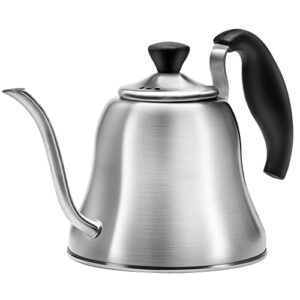 chefbar coffee kettle for stove top premium gooseneck kettle, pour over coffee kettle, tea pot stovetop teapot, hot water heater for camping, home & kitchen, stainless steel - small 28oz, brushed