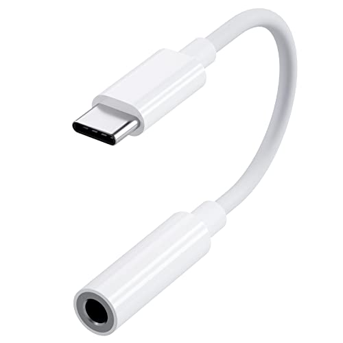 USB Type C to 3.5mm Headphone Jack Adapter,USB Type C Aux 3.5mm Earphone Audio Jack Splitter for Google Pixel 6/5/4,Samsung Galaxy,HTC U11,Huawei P30-(White)