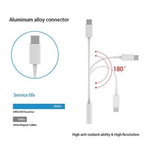 USB Type C to 3.5mm Headphone Jack Adapter,USB Type C Aux 3.5mm Earphone Audio Jack Splitter for Google Pixel 6/5/4,Samsung Galaxy,HTC U11,Huawei P30-(White)