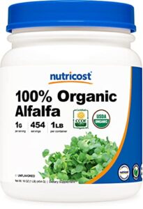 nutricost organic alfalfa powder 1lb - usda certified 100% organic, vegetarian, non-gmo, gluten free