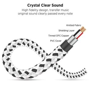 DUKABEL Headphone Splitter, Knitted 3.5mm Audio Splitter TRS 3-Pole Aux Splitter Cable for Headphones Earphones Speakers -Zebra White