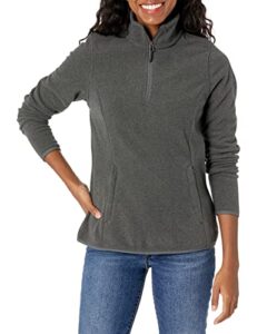 amazon essentials women's classic-fit long-sleeve quarter-zip polar fleece pullover jacket (available in plus size), charcoal heather, medium
