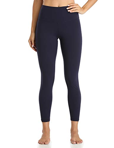 YUNOGA Women's Soft High Waisted Yoga Pants Tummy Control Ankle Length Leggings (M, Navy)