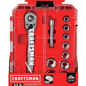 CRAFTSMAN Socket Set with Ratchet, SAE, 3/8-Inch Drive, 11-Piece (CMMT12026)