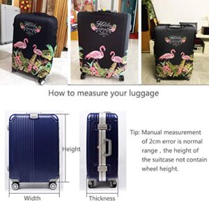 TRAVELKIN Travel Elastic Spandex Suitcase Protector Case, 18/24/28/32 Inch Suitcase Protective Cover, Thickened and Washable Luggage Cover (L(25"-28"luggage), Flower Flamingo)