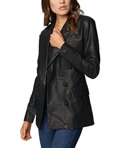 [blanknyc] women's vegan leather blazer, carbon ,small