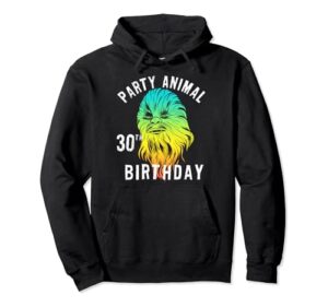 star wars chewie party animal 30th birthday color portrait pullover hoodie