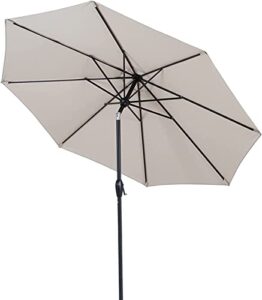 tempera 9' outdoor market patio table umbrella with push button tilt and crank,large sun umbrella with sturdy pole&fade resistant canopy,easy to set,beige