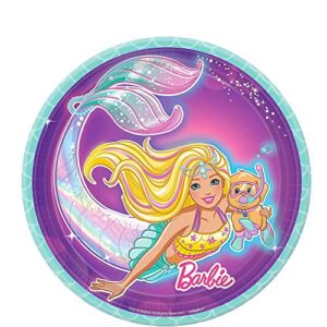 "barbie mermaid" iridescent purple round party plates 7", 8 ct.