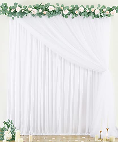 White Tulle Backdrop Curtain for Parties Wedding Baby Shower 3 Layers Sheer White Photo Curtains Backdrop Fabric Drapes Panels Decoration for Photography Bridal Shower 5ft x 7ft