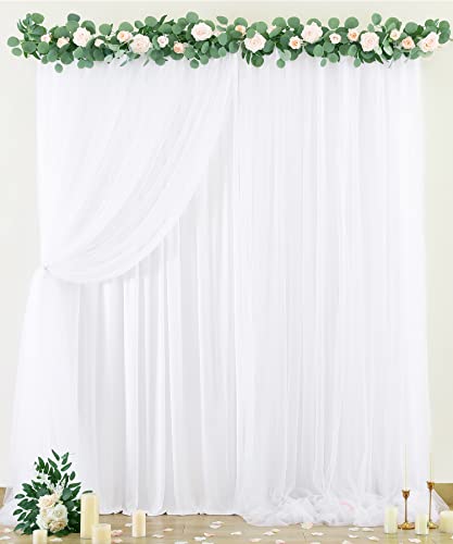 White Tulle Backdrop Curtain for Parties Wedding Baby Shower 3 Layers Sheer White Photo Curtains Backdrop Fabric Drapes Panels Decoration for Photography Bridal Shower 5ft x 7ft