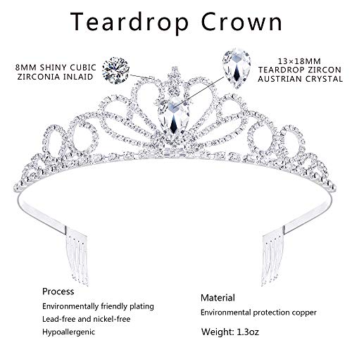 2 Pack Tiara Crown Jewelry Gift for Women Girls,Headband Headpiece Silver Crystal Rhinestone Diadem Princess Birthday Yallff Crown with Comb,Bridal Wedding Party Bridesmaid Prom Pageant Gift.