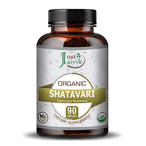 Just Jaivik Organic Shatavari Tablets - A Dietary Supplements - 750 mg (Pack 90 Organic Tablets) | Rejuvenation for Vata and Pitta | Women's Health Supplement