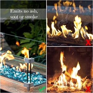 GASPRO 20 Pound Fire Glass Diamonds 1 Inch, Fire Pit Glass Rocks for Gas Fireplace and Fire Pit, Caribbean Blue, High Luster