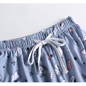 VENTELAN Pajama Set For Women Cute PJS Summer Short Sleeve Shorts Sleepwear M Grey